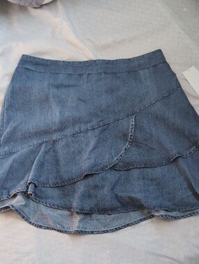 Cato Blue Denim Ruffle Layered Skirt